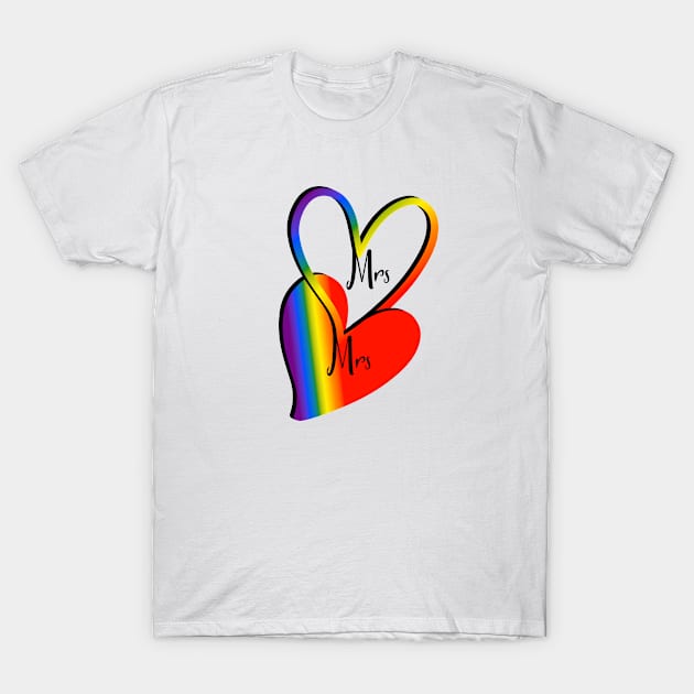 Gay Love, Mrs and Mrs, LGBTQ, Gay Wedding T-Shirt by KZK101